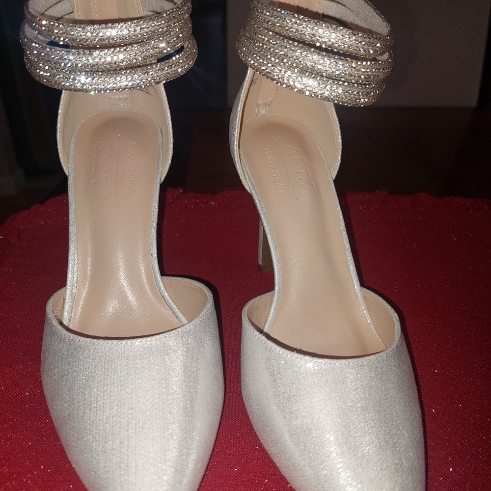Elegant Women's Ankle-Strap Heels in Silver